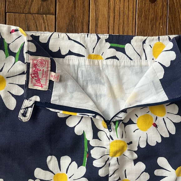 Lilly Pulitzer Floral Daisy Print Navy Mini Skirt Vintage Rare Retired - Picture 7 of 10